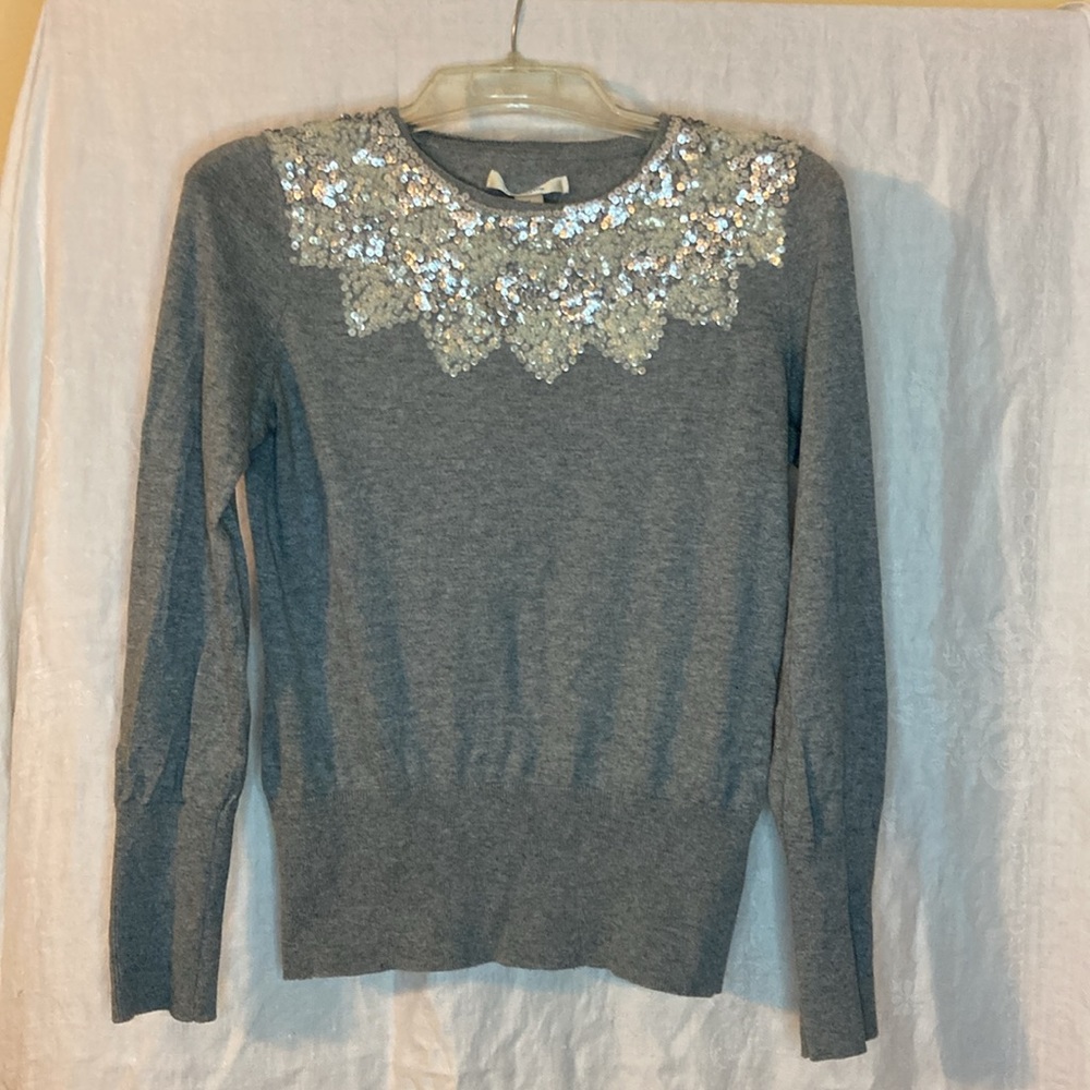 Grey sequin embellished lightweight sweater